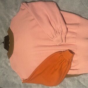 Forever 21 Pink and Orange Colorblock Sweater